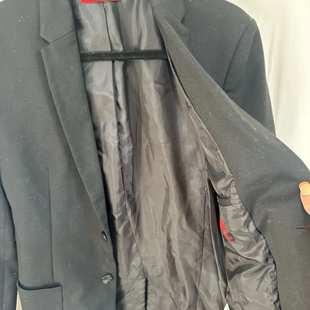 ZARA black two buttons embroidered pocket tailored slim fit blazer jacket S